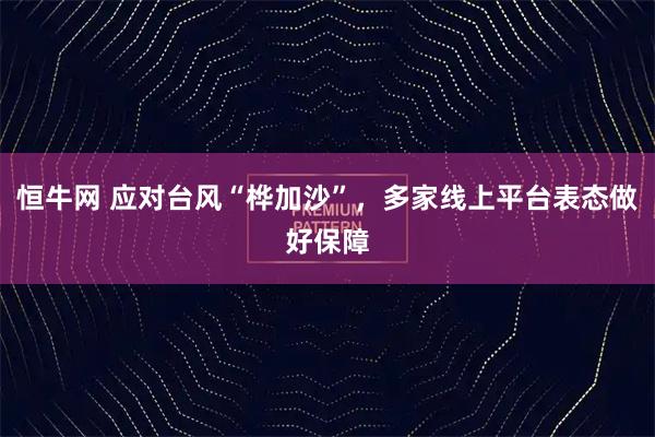 恒牛网 应对台风“桦加沙”，多家线上平台表态做好保障