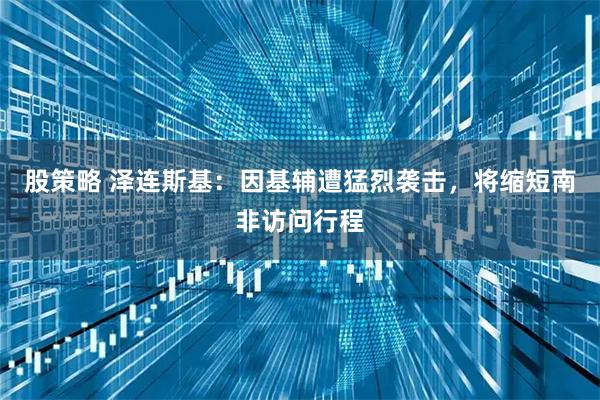 股策略 泽连斯基：因基辅遭猛烈袭击，将缩短南非访问行程