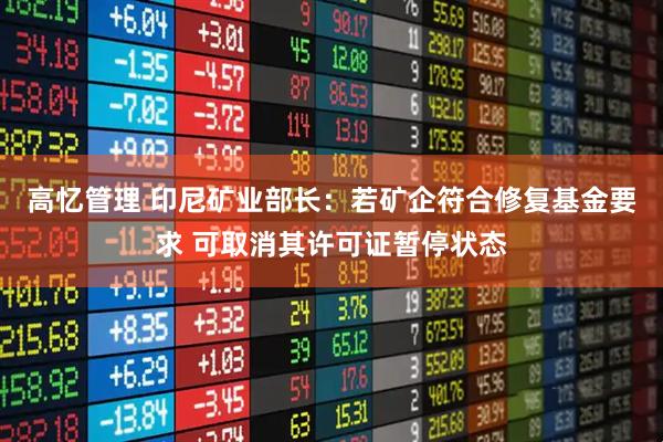 高忆管理 印尼矿业部长：若矿企符合修复基金要求 可取消其许可证暂停状态